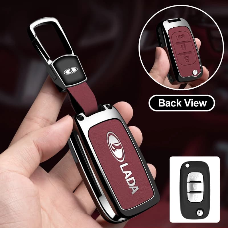 Metal protective cover for car remote control keys, suitable for Lada and Vesta, car keychain car Leather key Bag