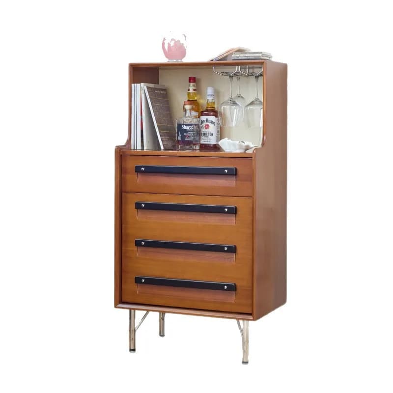 Medieval style living room sofa side cabinet, side cabinet TV solid wood vertical cabinet