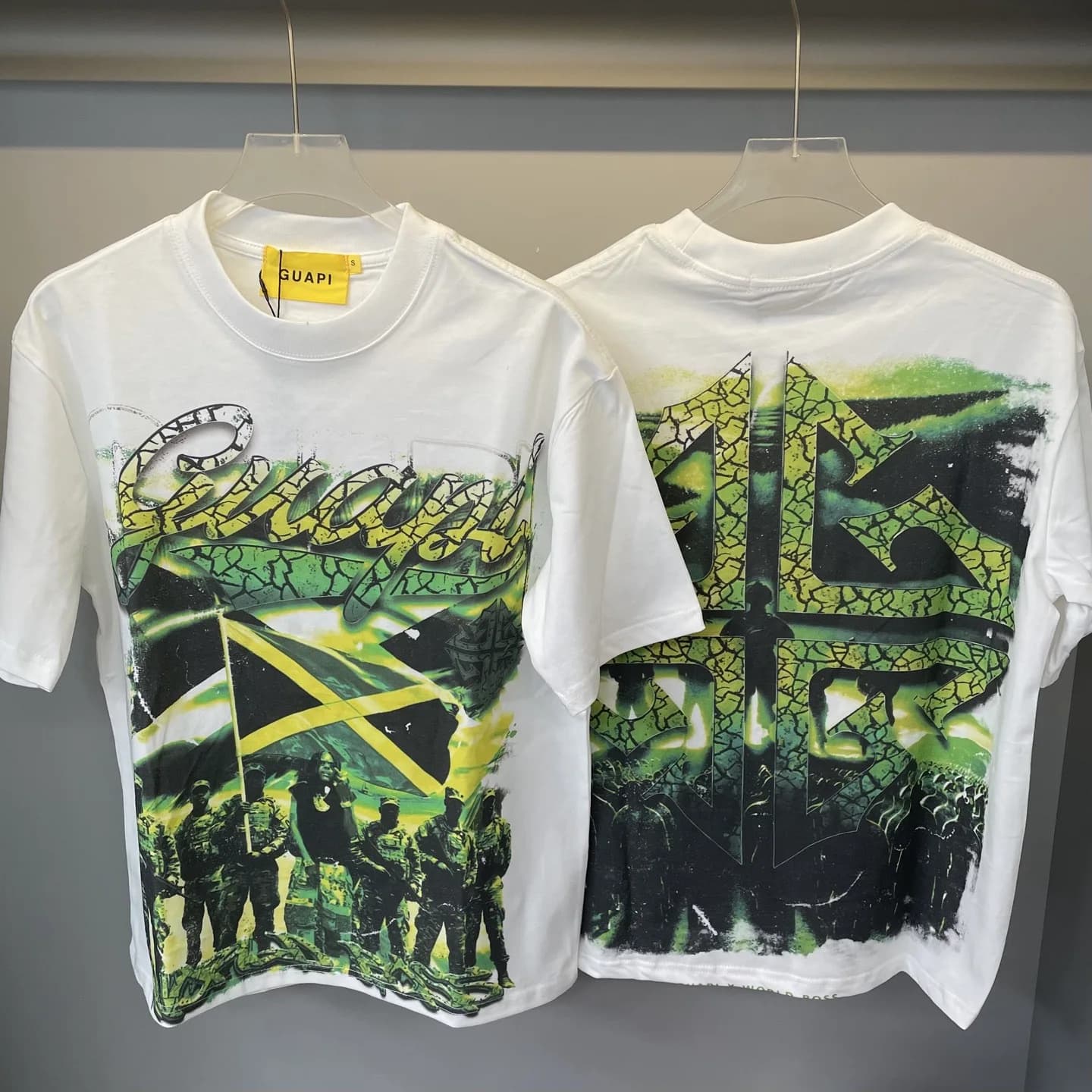 Guapi Street Trendy White Ink Direct Spray Short-Sleeved T-Shirt, Loose Round-neck Ins Cool Brand Casual Shirt