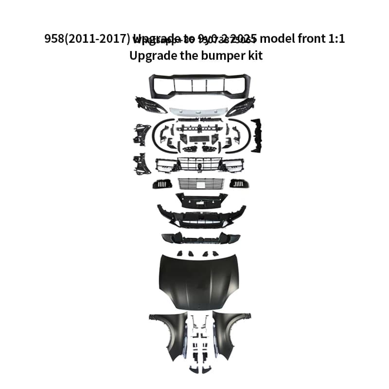 958 Upgrade 9y0.2 2025  Front Bumper 1:1-Piece Surround Kit Hood Headlights PP Material Easy Installation