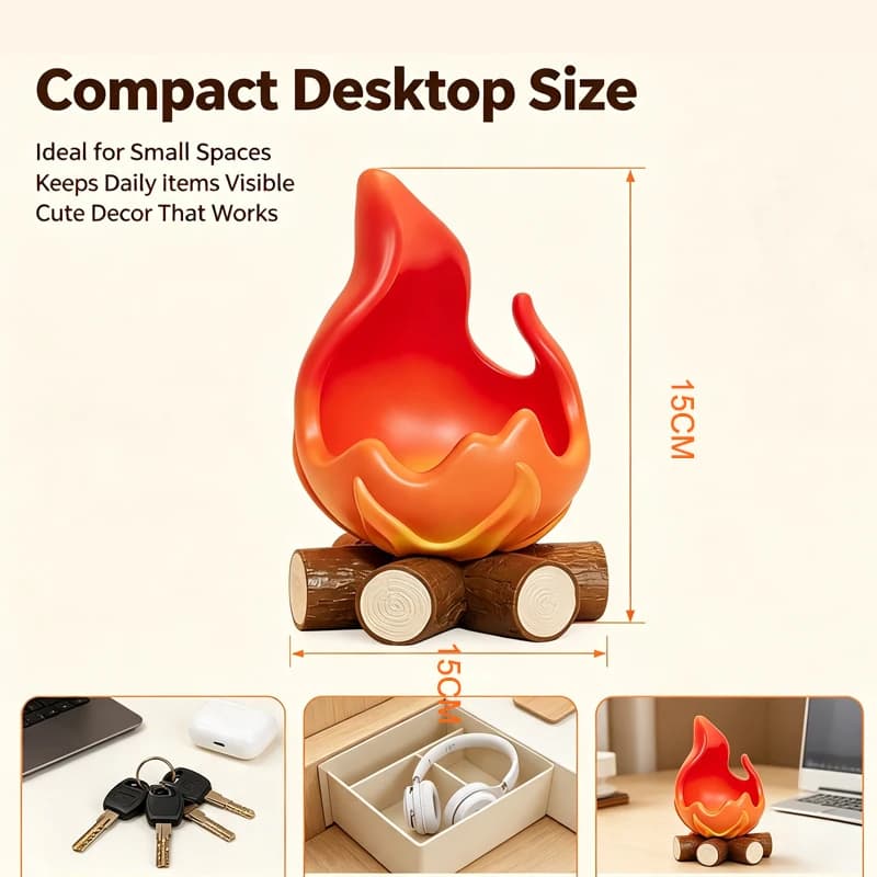 New Calcifer Fire Desktop Decoration Creative Home Living Room Porch Key Storage Tray Cartoon Snack Organizer Table Ornaments