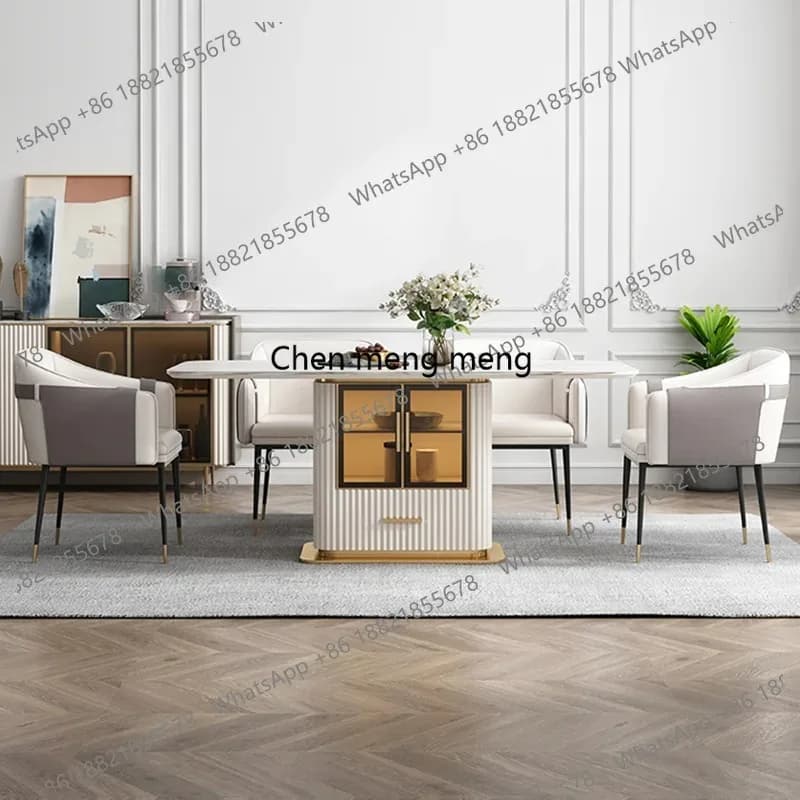 K153 Modern, bright rock slab dining table and chair combination household simple multi-functional storage rectangle