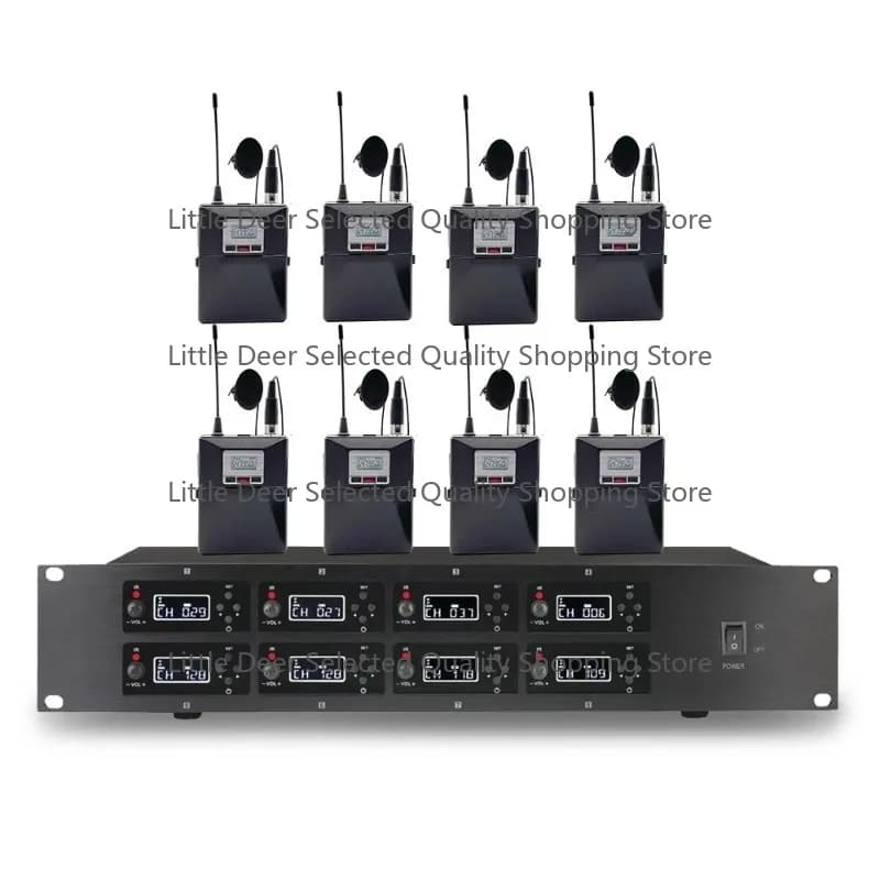8 Channel Wireless Lapel Mic System Lavalier Uhf Wireless Microphone for Conference