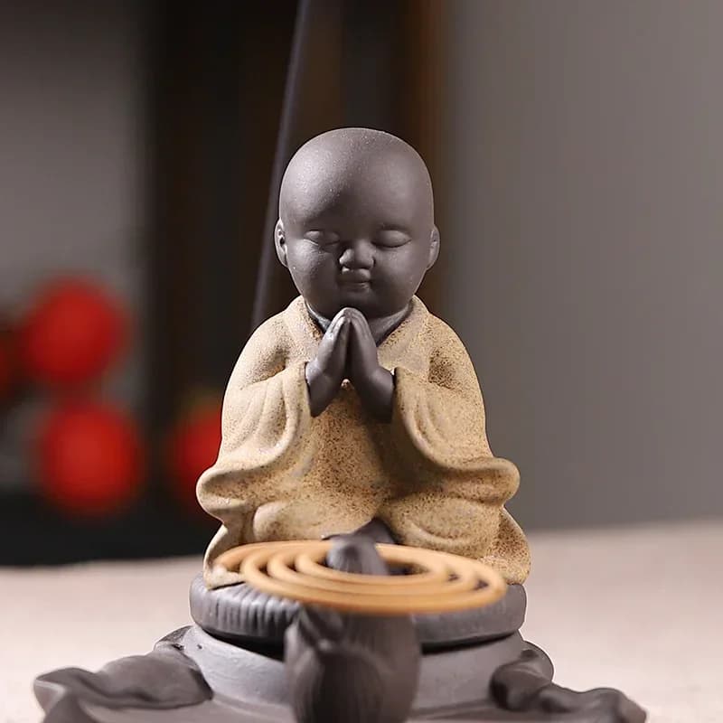 FX-17   purple sand agarwood plate incense burner aromatherapy burner incense home room Zen little monk incense rack ornament