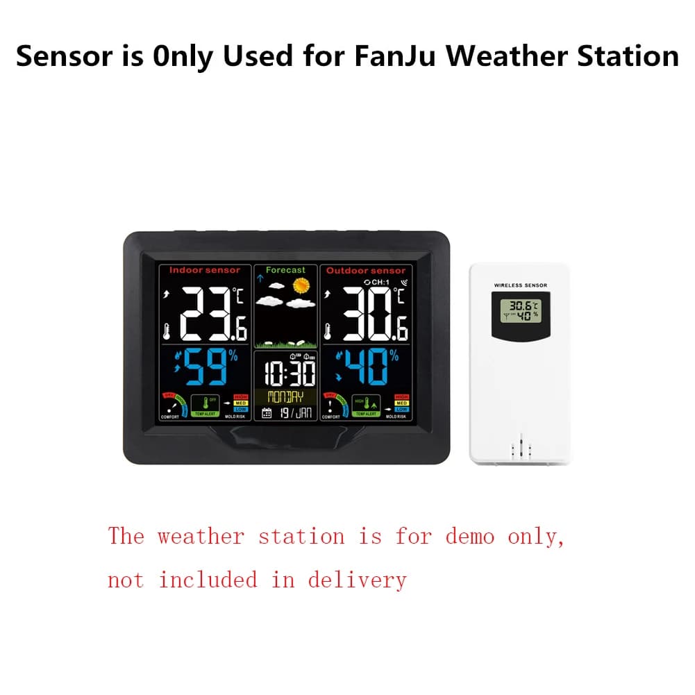 Digital Wireless Temperature and Humidity Sensor Hygrometer Electronic 433.92MHz Thermometer for FanJu Weather Station