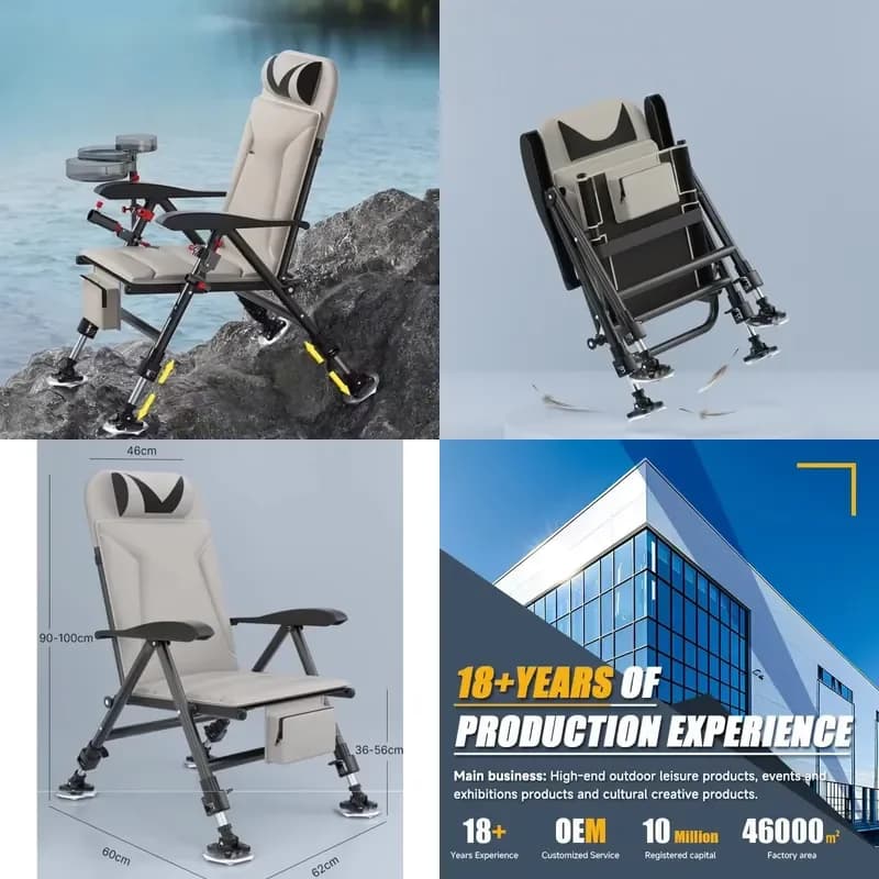 Da Niu Adjustable All-Terrain Multi-functional Reclining Foldable Metal Garden Outdoor Furniture Fishing Chair Armrests for