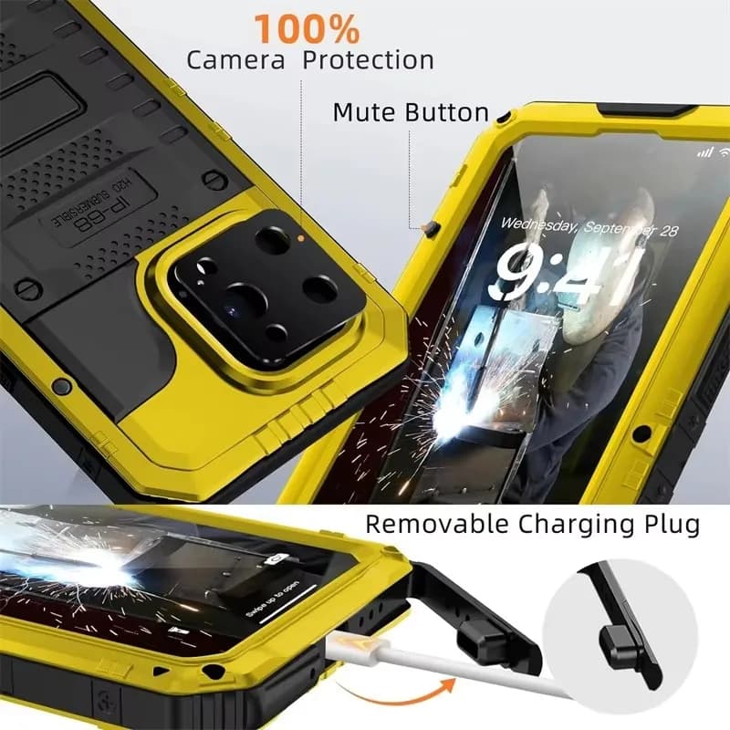 IP68 Waterproof Shockproof Rugged Metal Armor Case Cover Screen Protector For iPhone 16 16Promax 15 14 13 12 Pro Max Plus XS XR