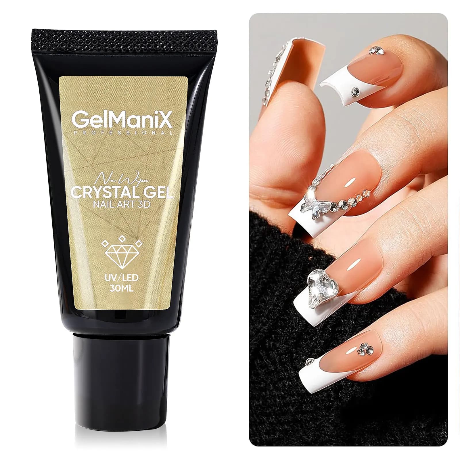 OEM Private Label 30ml UV Gel Stick Diamond Gem on Gloss Crystal Gel in Tube Rhinestone Gel