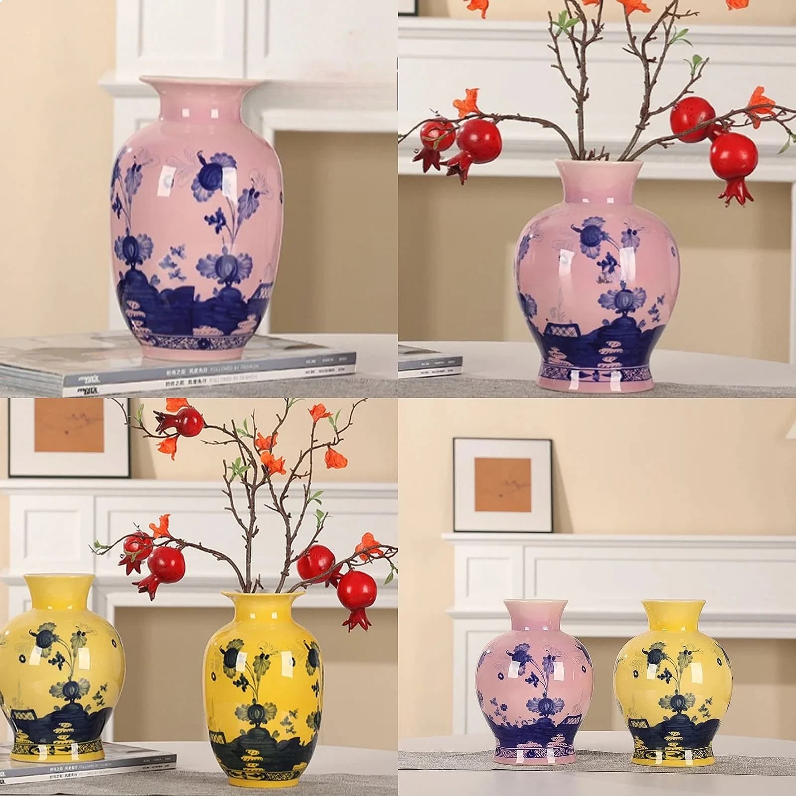 Ceramic Vase Chinese Style Retro Luxury Vases Living Room Bedroom Table Decoration Vase Elegant Interior Decor Flower Bottle