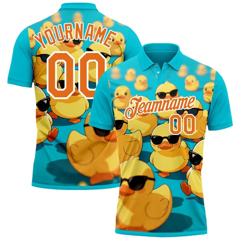 Women For Men Personalized Duck Pattern Polo Shirt 3D Print Golf Shirts Custom Your Name, Number, Team Name