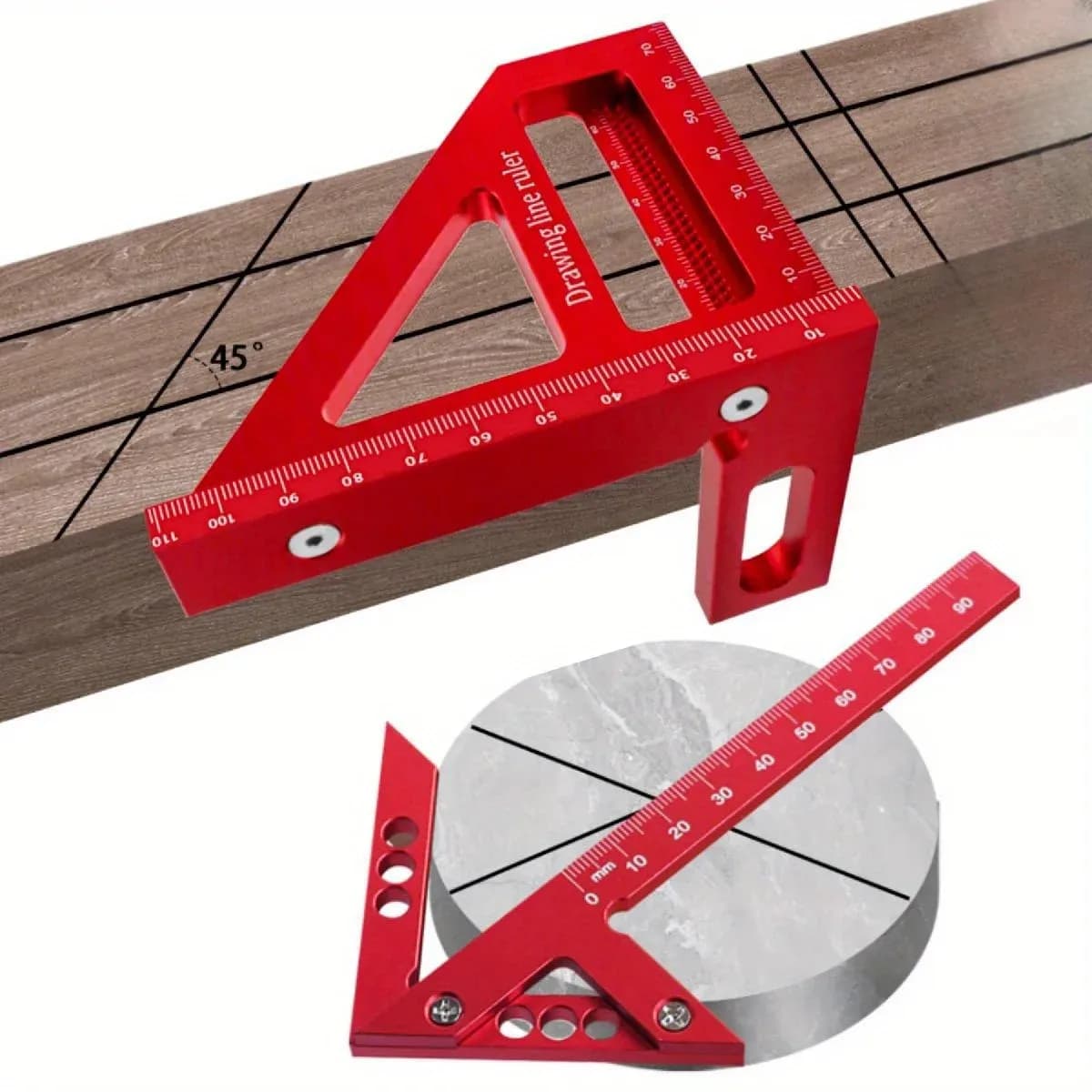 Carpenter Square Protractor Center Scribe Gauge Kit Center Finder Miter Triangle