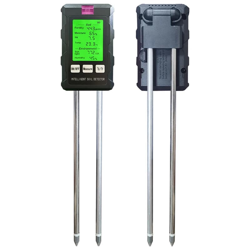 Soil Tester Soil Detector, PH Temperature Humidity Sunlight Air Moisture Nutrient Fertility Test Meter for Garden Planting