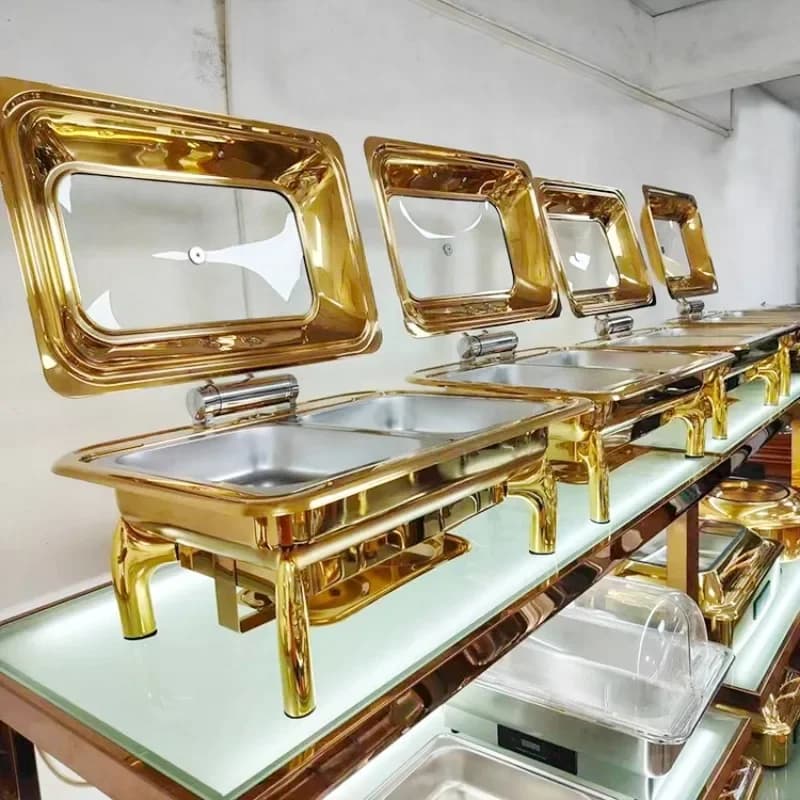 Pouring Buffet Luxury Food Warmer Stainless Steel Hot Pot