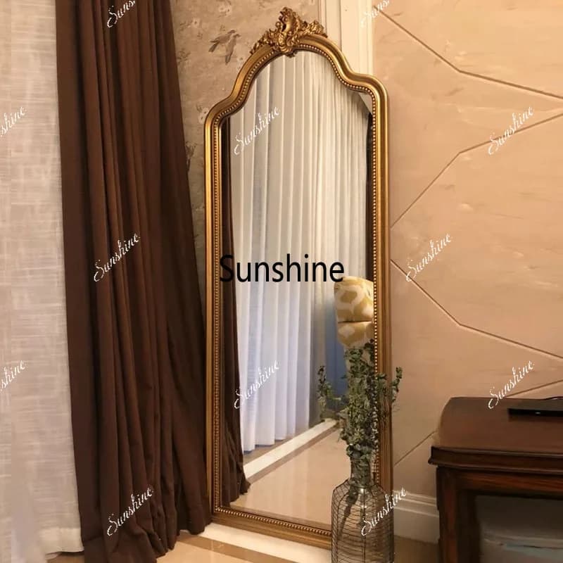 Carved retro full-length mirror, light luxury full-length mirror, clothing store fitting mirror