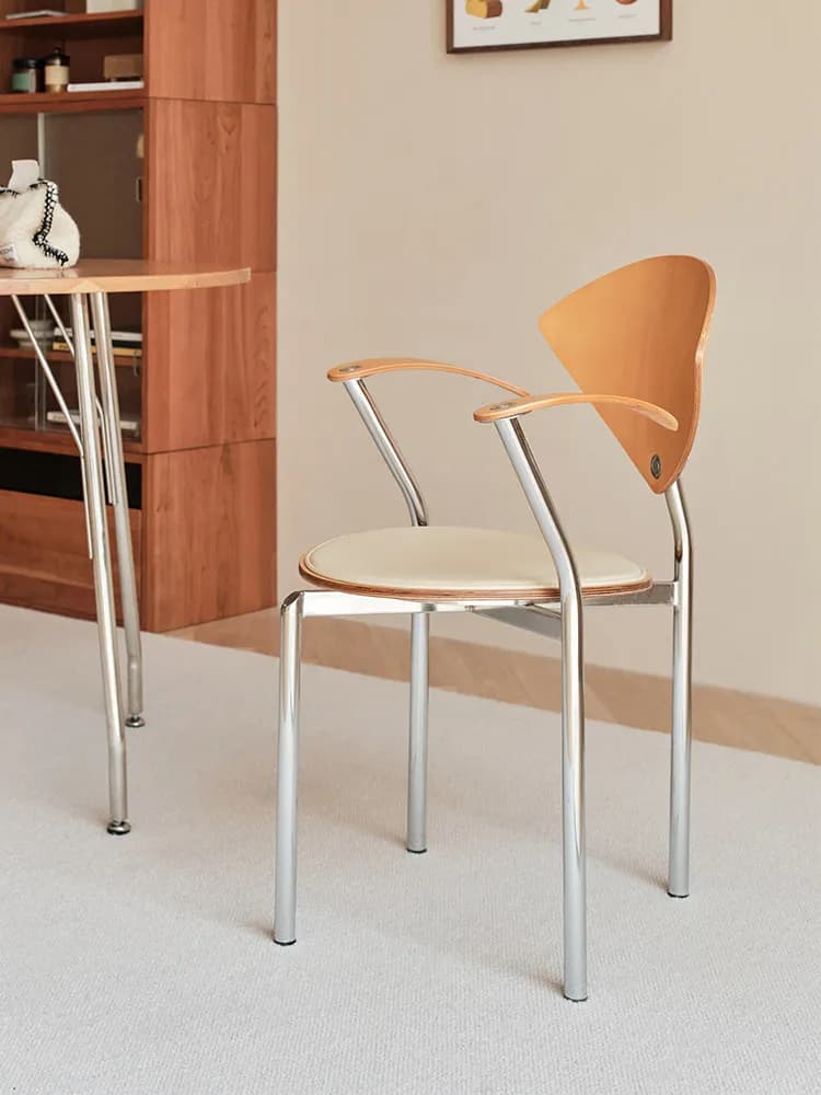 Medieval designer dining chair cafe single chair retro creative light luxury wrought iron chair solid wood backrest