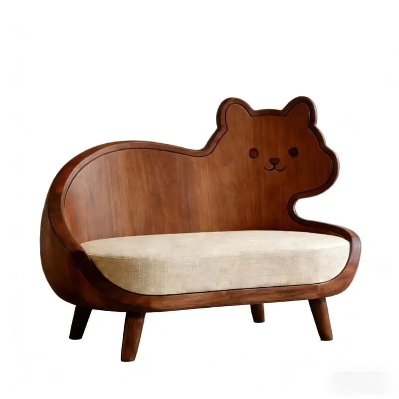 LMMM Song's Aesthetics Simple Cute Bear Solid Wood Sofa Furniture