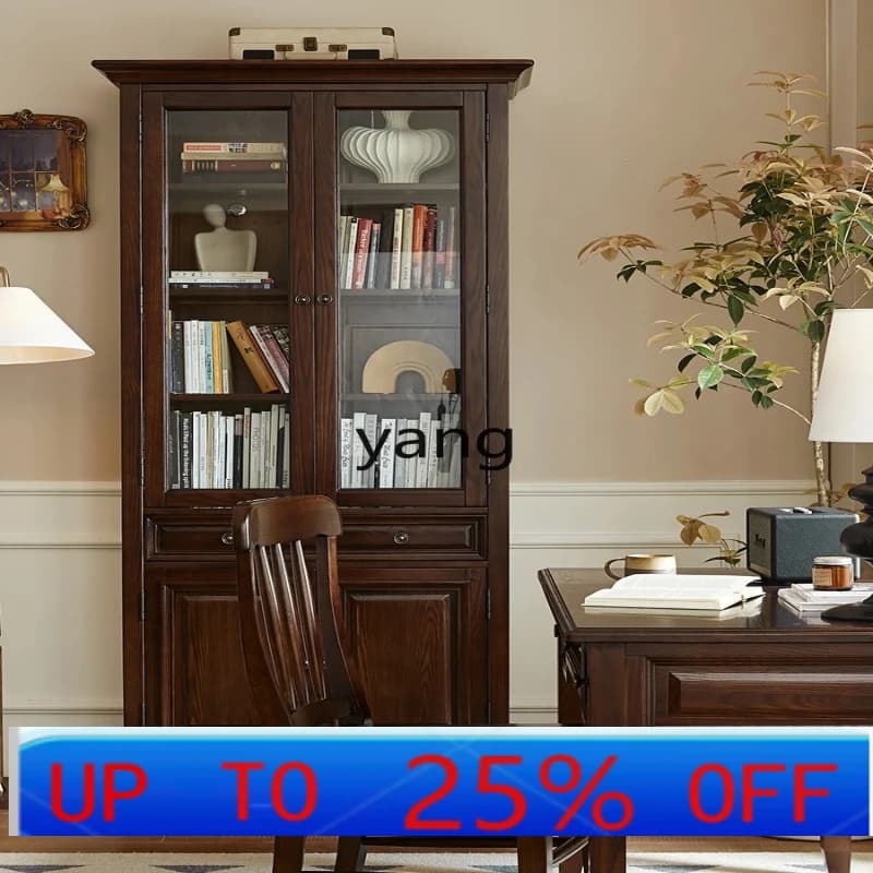 LH  American all-solid wood two-door three-door bookcase light luxury rural storage storage