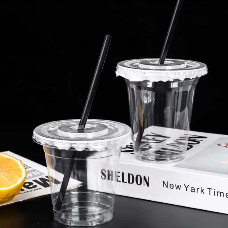 Coffee milk tea shop disposable cup thickened transparent with lid 98 caliber PET cold drink plastic cup commercial FCL