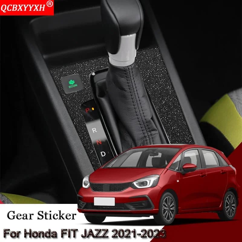 Car Interior Sticker For Honda Fit JAZZ 2021-2023 Car Gear Panel Sticker Gear Box Protective Film Carbon Fiber Black Accessories