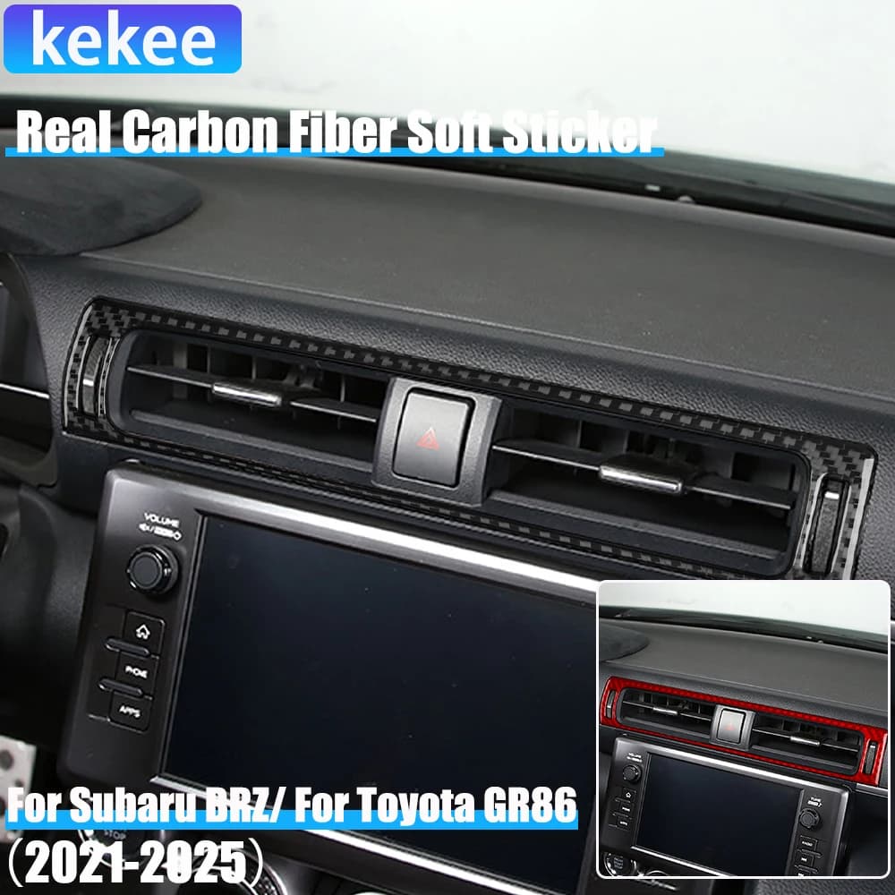 Real Carbon Fiber Car Accessories Center Air Vent Cover Soft Sticker For Subaru BRZ/ For Toyota GR86 2021 2022 2023 2024 2025