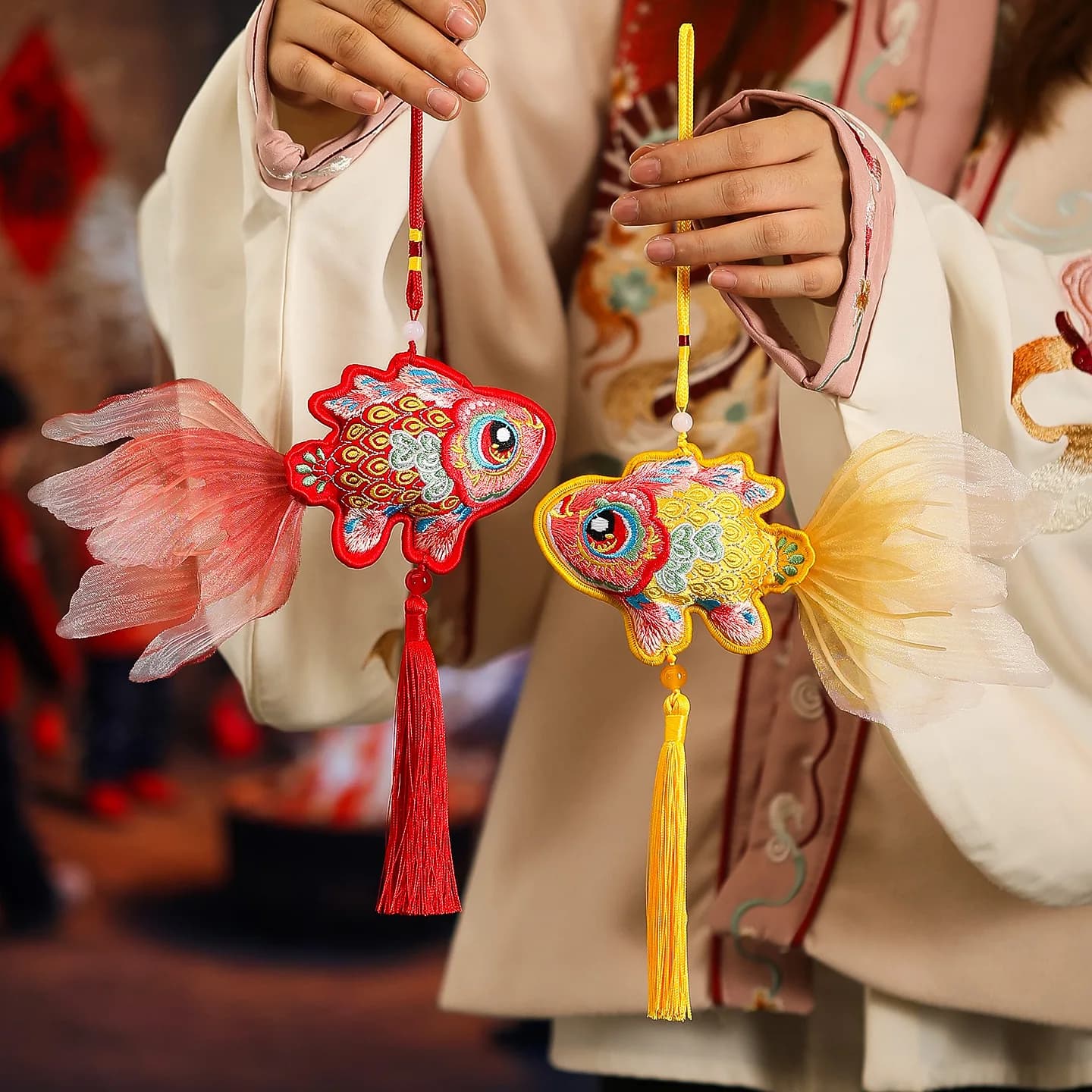 2 Pieces Year of the Horse Chinese New Year Koi Ornament Spring Festival New Year Decoration Pendant Atmosphere Arrangement