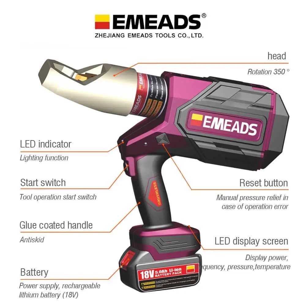 EMEADS EP-2432 Brushless Electric Hydraulic Nut Splitter Alloy Steel 50KN Nut Cutter Tool for Heavy  Bolt Removal
