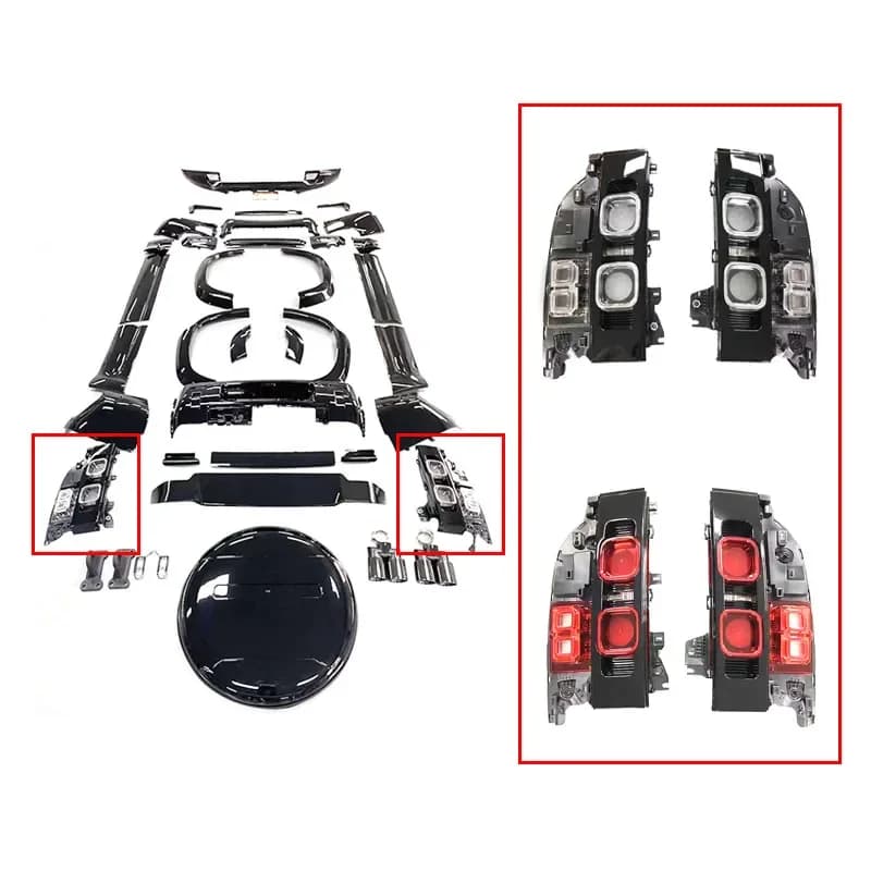 For  Defender Upgrade Modification Black Defender Body Kit Front Rear Bumper