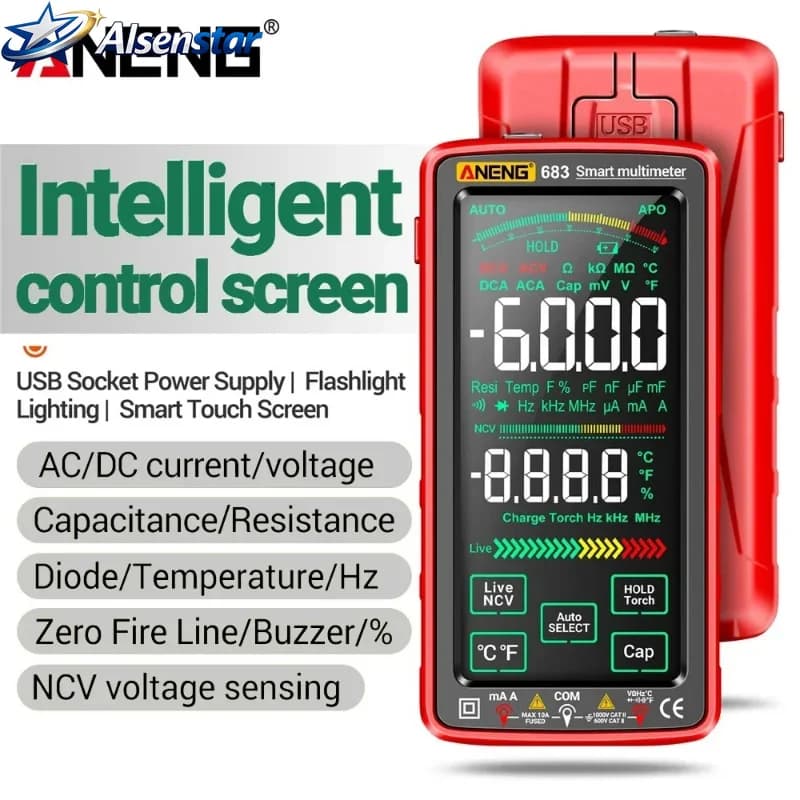 IntelligentmultimeterANENG 683 tester, high-end touch rechargeable 6000count multifunctional tester AC/DC voltageand currenttool