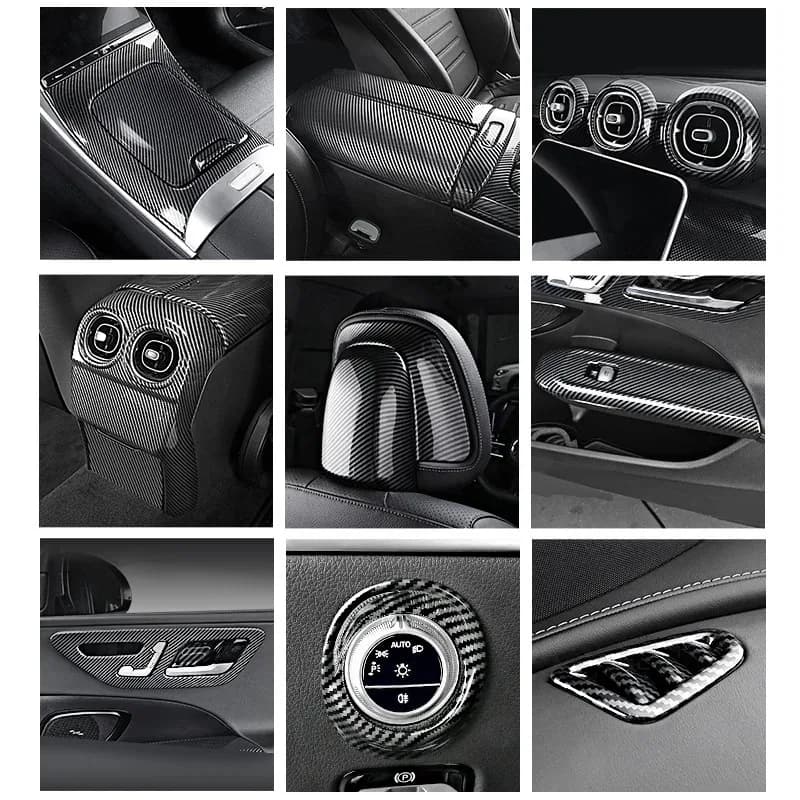 Carbon Fiber Car Center Console Trim ABS for Mercedes Benz C Class W206 C220 C260 C300 C200 2022 2023 Refit Decorate Part