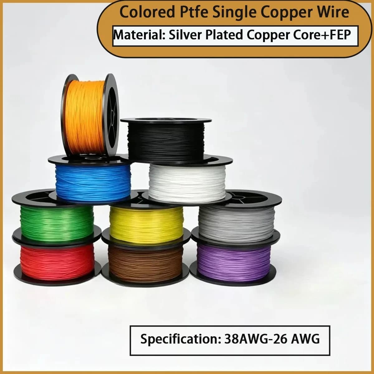 Specification 38AWG-26 AWG colored PTFE single copper wire is used for precision electronics, instrumentation, etc