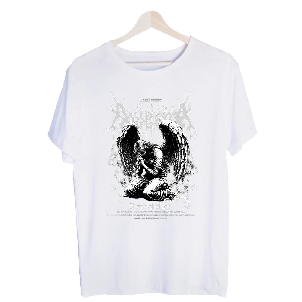 Men's Angel Graphic Tee, Short Sleeve Crew Neck T-Shirt for Casual Streetwear and Daily Outfits