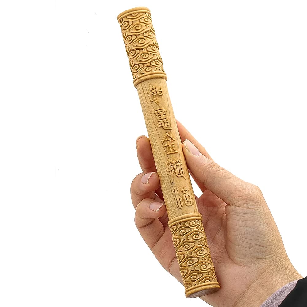 Solid Wood Carved Hand Piece Sun Wukong Ruyi Jingu Bang Wooden Model Home Decoration Ornament Creative Handicraft Gift