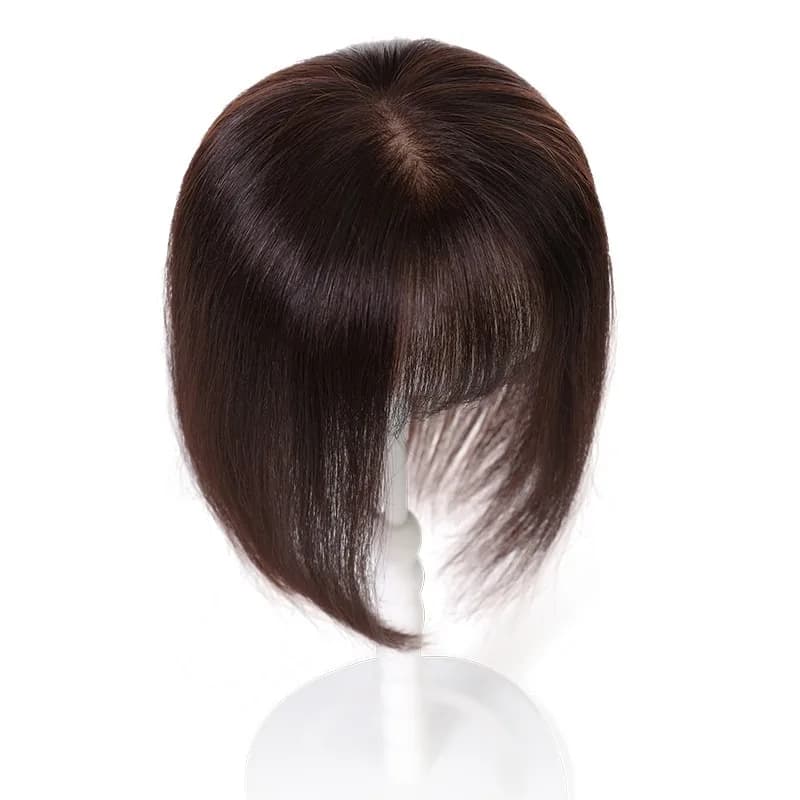 Wig piece Reissue a piece of full real  on top of the woman's head increase  amount of to cover  white