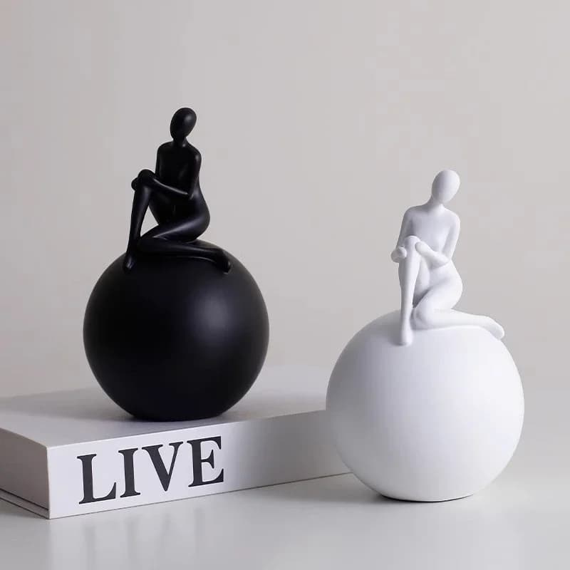 Abstract Character Statue Geometric Base Desk Decoration Creative Figures Sculpture Resin Crafts Ornaments Room Aesthetics Decor