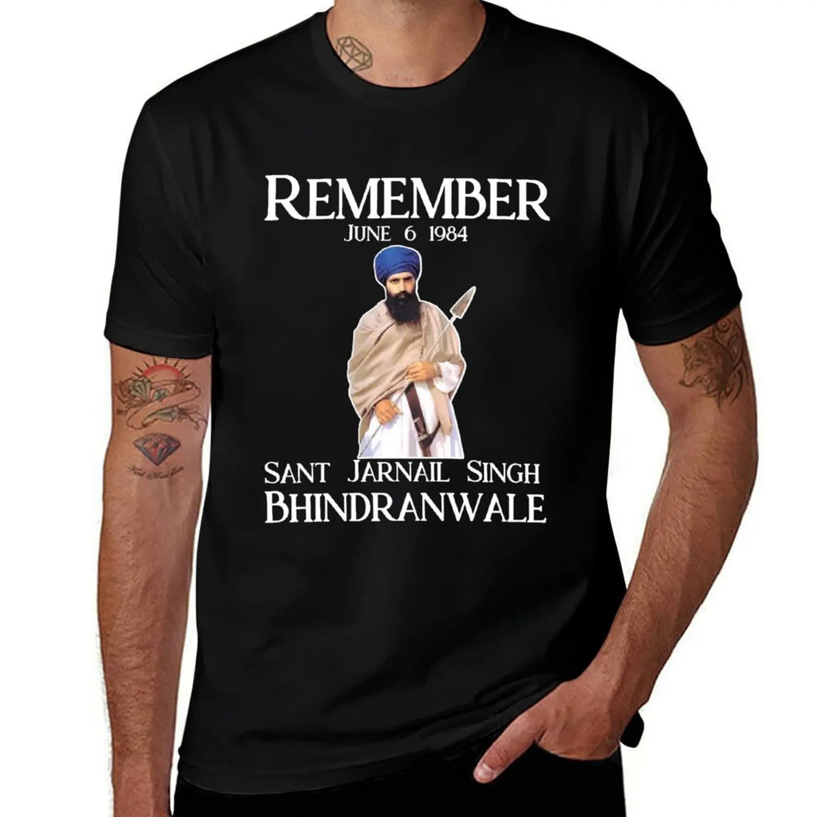 Bhindranwale T-Shirt Trendy Casual Short Sleeve Shirt T-Shirt