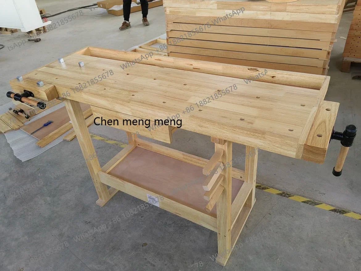 cc182Multifunctional Rubber Wood Woodworking Table Operating Table Workbench Multifunctional Solid Wood Table Woodworking