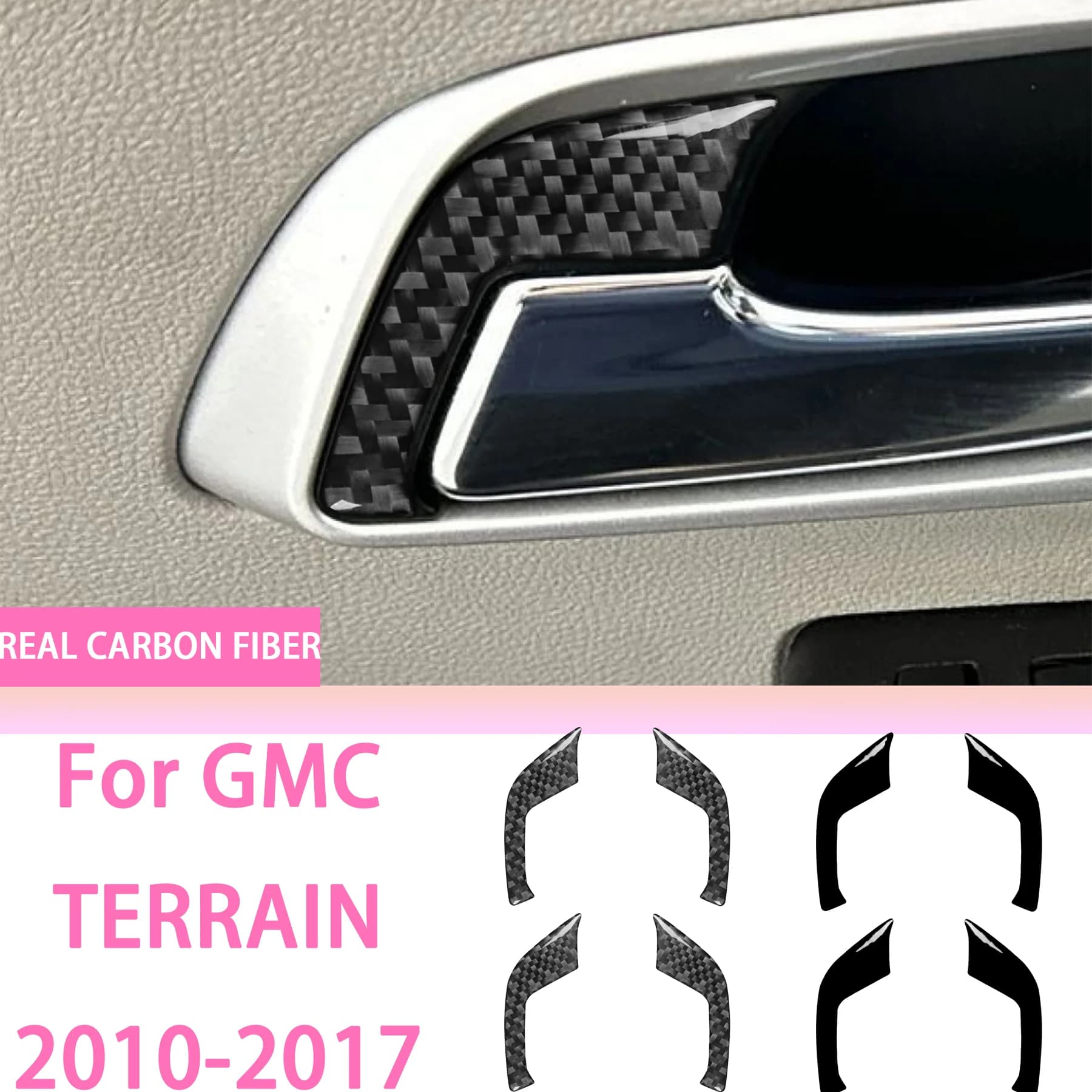Real Carbon Fiber Interior Door Handle Cover Trim For GMC Terrain Equinox 2010-2017 Decoration Interior Accessories Sticker