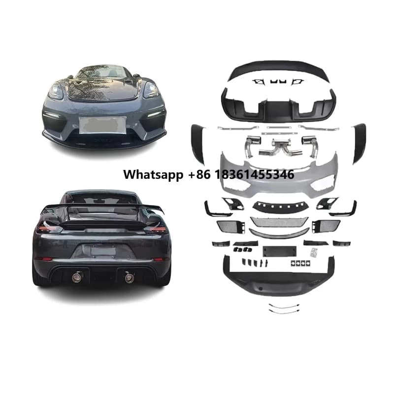 For  718 Cayman Boxster Car Accessories Facelift Upgr GT4 Style Front Rear Bumper Grille Body Kit