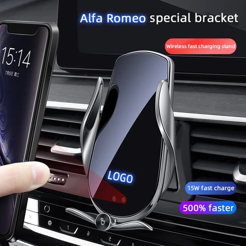Car Fast Wireless Charging Mobile Phone Holder Mount Magnetic Charger For Alfa Romeo Giulia Coupe Stelvio 2017-2022 Accessories