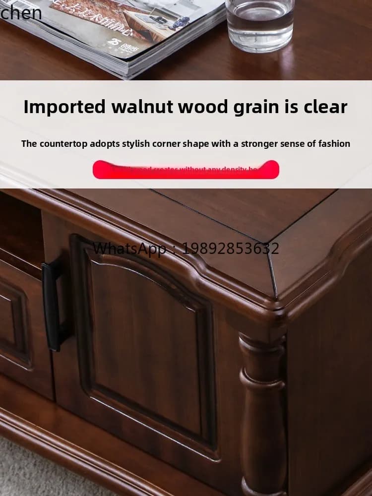 coffee table TV cabinet combination living room large apartment retro log modern Chinese coffee table