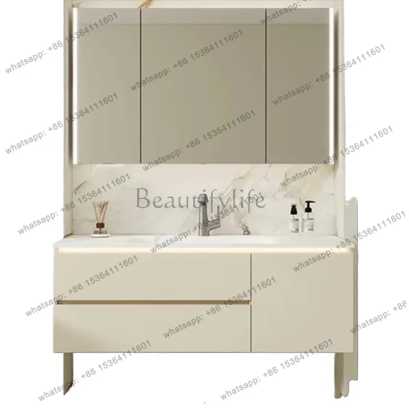 YJ Internal Organizer Bathroom Cabinet Storage White Luxury Toilet Bathroom Vanity Mirror Washroom Meuble Salle De Bain Furnitur