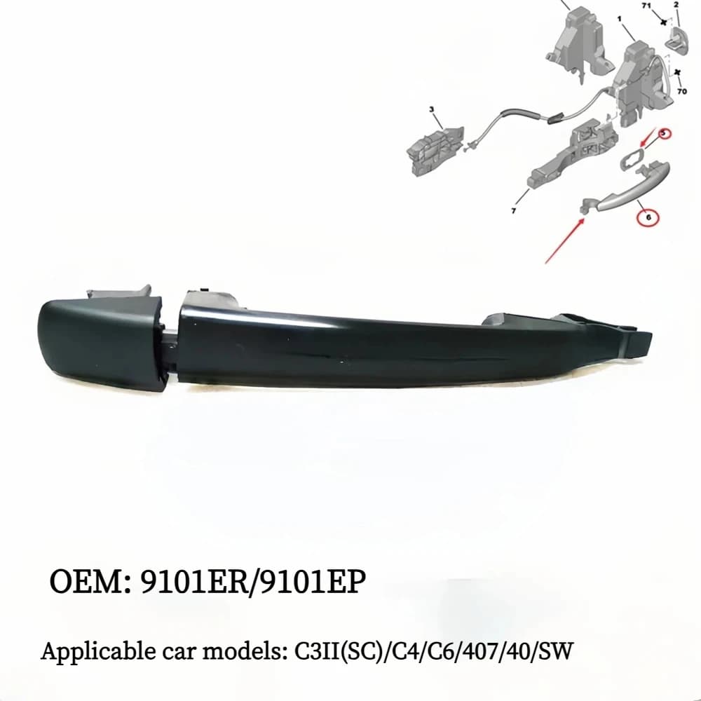 Car Door Handle 9101EP 9101ER Suitable For Citroen C3II(SC) C4 C6 Peugeot 407 407SW
