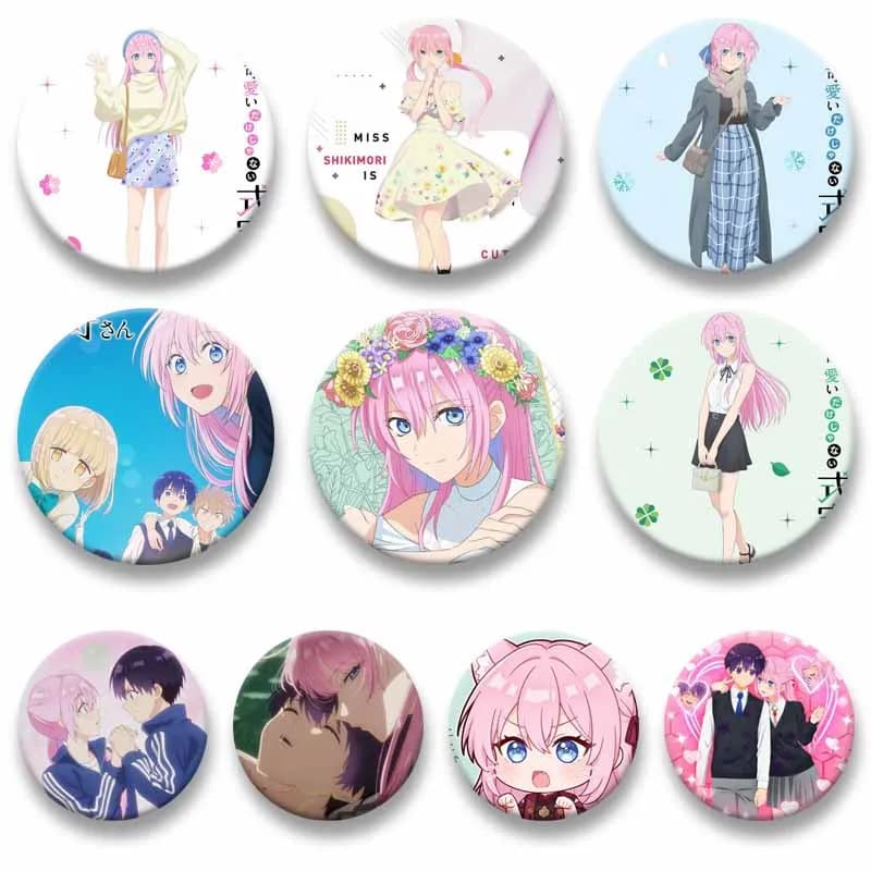 Shikimori's Not Just A Cutie Coin Brooch Cute Miyako Shikimori Cartoon Badges Bag Clothes Hat Ornaments Pins Gifts for Friends