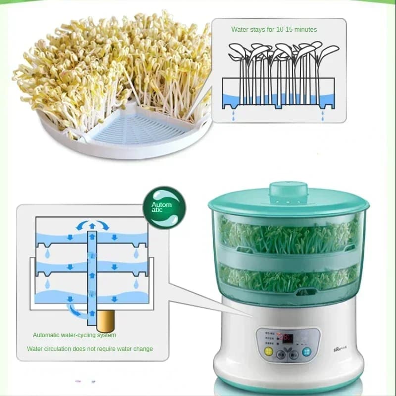Bean Sprouting Machine Multi-Functional Raw Bean Sprouts Household Double-Layer Soybean Mung Bean Sprout Automatic Intelligent H