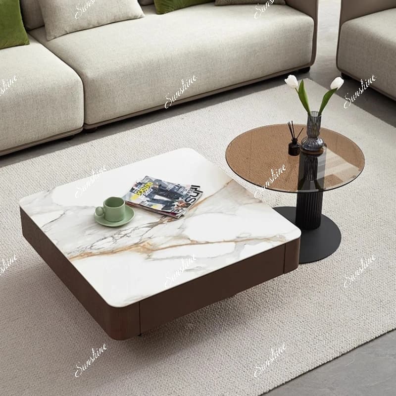 Italian minimalist rock slab coffee table size combination living room creative table