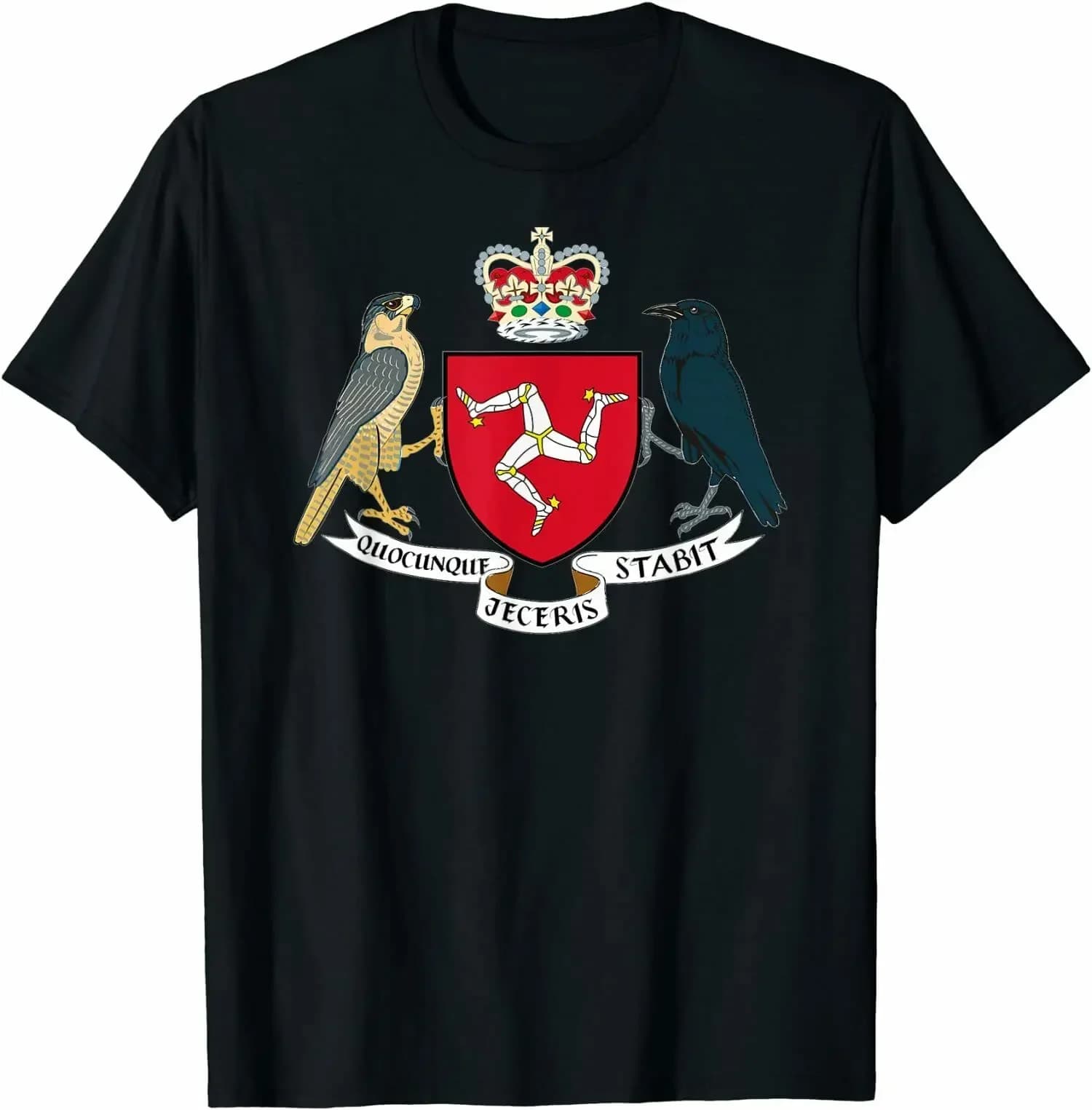 Isle of Man Flag Shirt 3 Legs of Man Coat of Arms T-Shirt 100% Cotton O-Neck Short Sleeve Summer Casual Mens T-shirt Streetwear