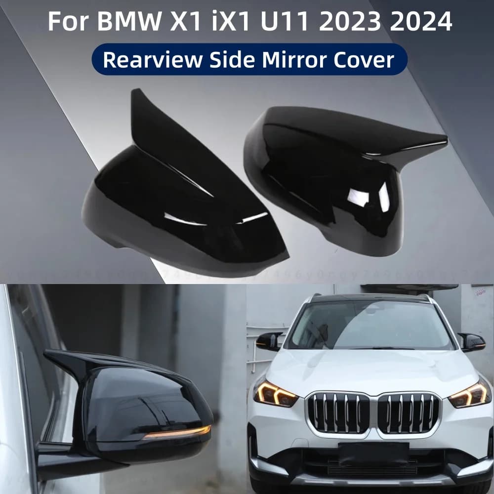 Car Upgrade Decoration For BMW X1 iX1 U11 2023 2024 ABS Black Rearview Side Mirror Cap Trim Sticker Styling Accessories(L H D)