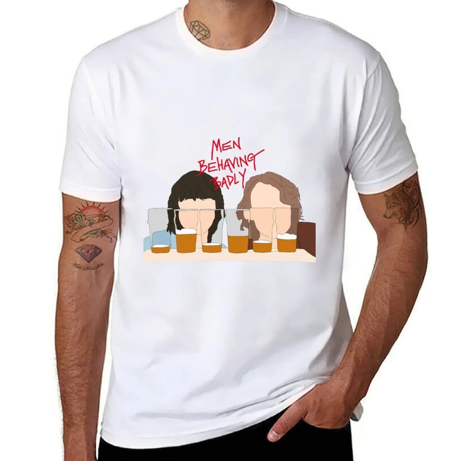 Men Behaving Badly - Tony & Gary T-Shirt t shirts for man pack white funny t shirts dark humor men t shirt cotton 100% T-shirt