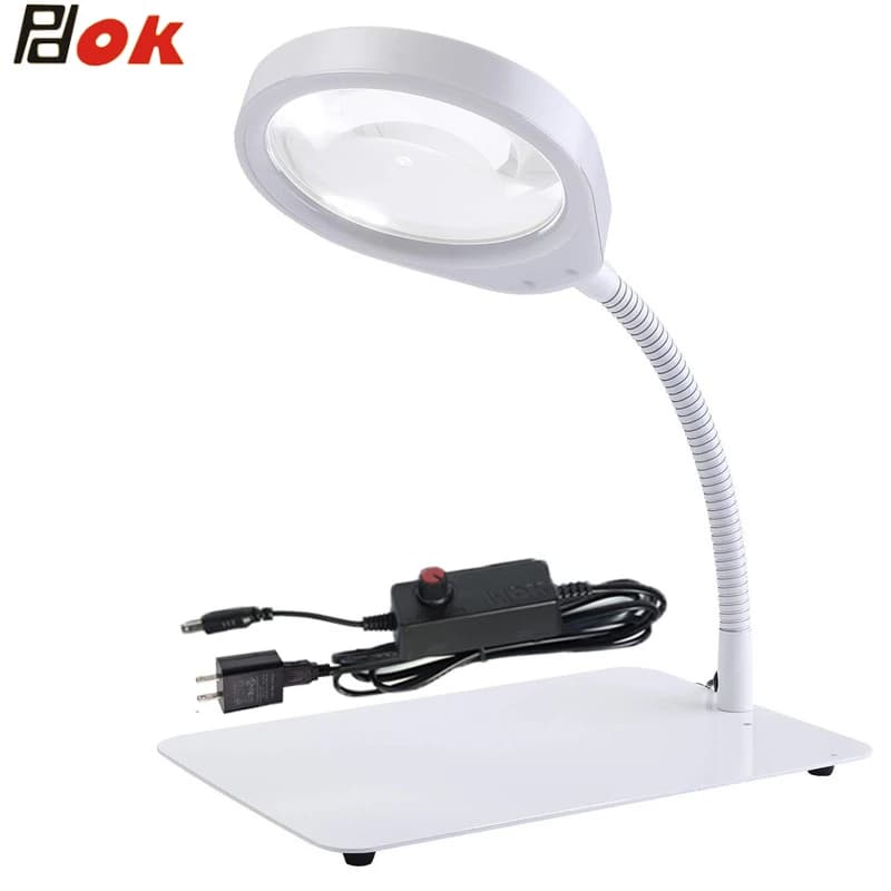 10X 20X Magnifier Lamp 3X 5X 8X 10X Big Len 5'' Magnifying Glass Illuminated Magnifier Lamp Loupe Reading/Rework/Soldering Lamp