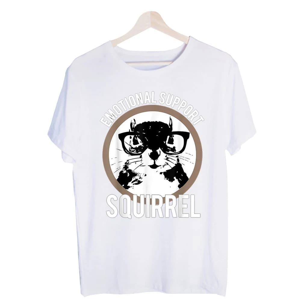 Men's Squirrel with Glasses Graphic Tee, Short Sleeve Crew Neck T-Shirt for Casual Daily Wear and Summer Outfits